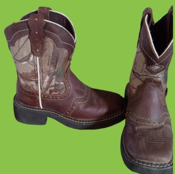 Justin Real Tree Camo Kid cowboy boots size 2 - Picture 7 of 8